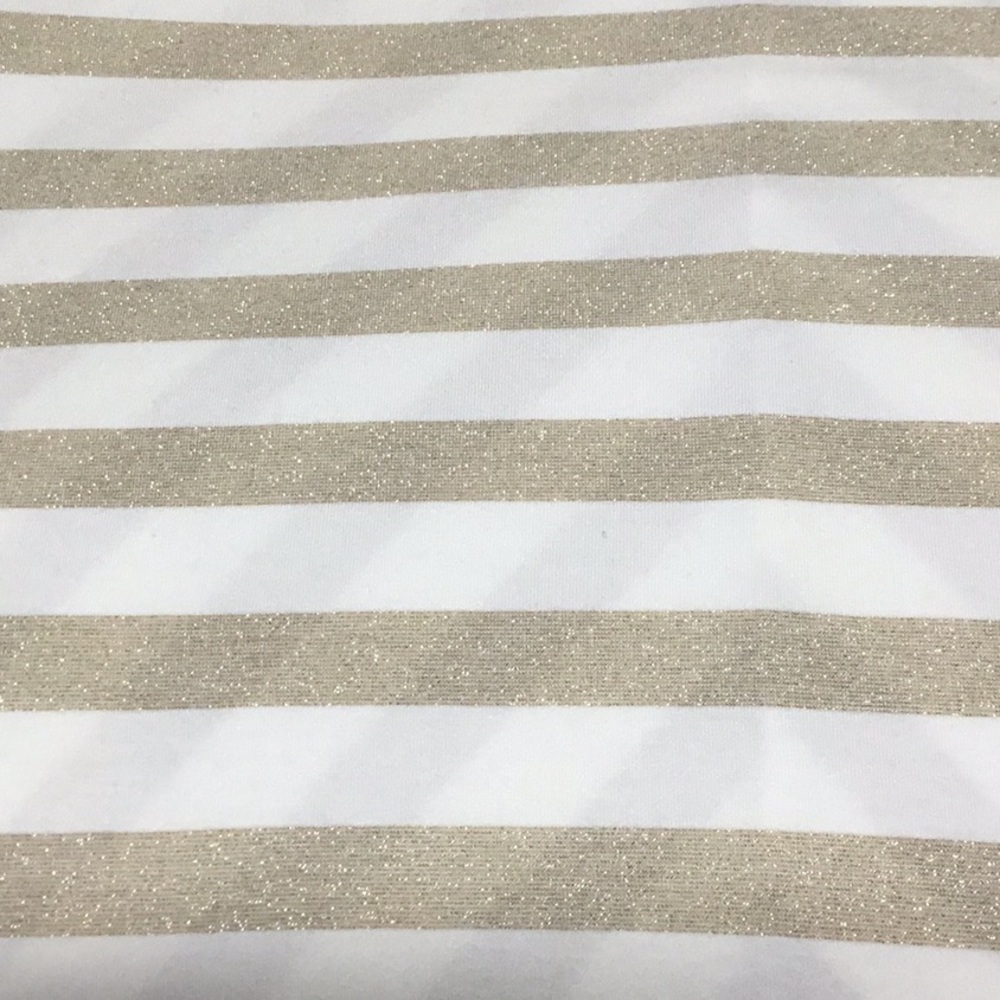 Chico’s Shimmer Striped Tee, Ecru/Gold, 2 - Picture 5 of 9